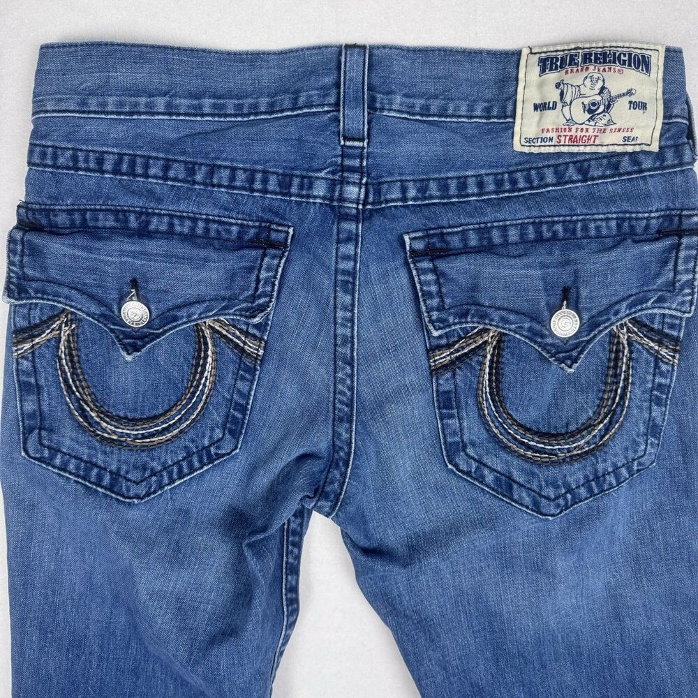 True Religion Blue Denim Jeans Men 33x30 Straight Leg 100% Cotton Made in USA